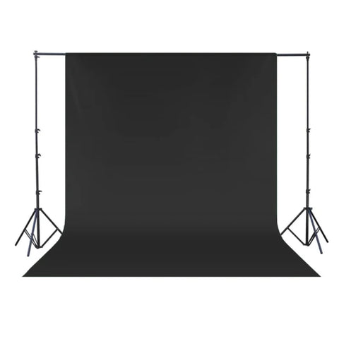 Cotton Fabric Backdrop Bundle | 3x3.6m Black + 3.2x2.8m Portable Stand