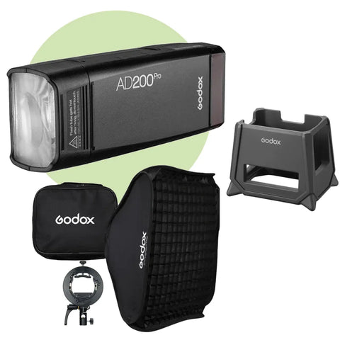 Godox Bundle | Ad200 Pro 200w Strobe + S2 Bowens Bracket + Sggv 80cm Folding Square Softbox