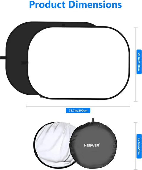 Neewer 150x200cm White & Black Folding Collapsible Backdrop