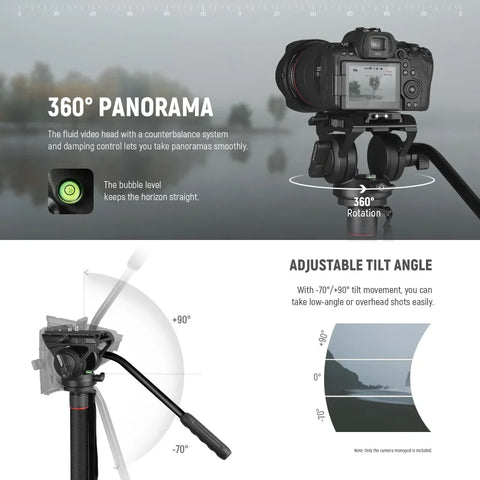 Neewer 179cm Gm76 Professional Camera Monopod With Fluid Head