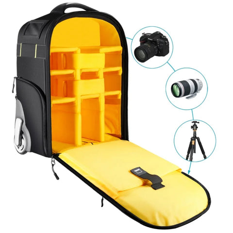 Neewer 2-in-1 Wheeled Camera Backpack Luggage Trolley Case