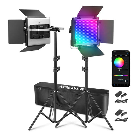 Neewer 660 Pro Ii 50w Rgb Led Lighting Kit With App Control (2 x Leds 2 Stands 1 Bag)