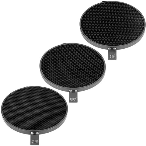 Neewer 7inch/ 18cm Standard Reflector Diffuser With 10/30/50 Degree Honeycomb Grid For Bowens Mount