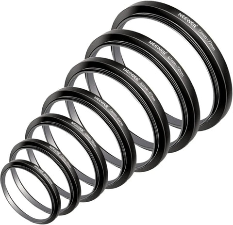 Neewer 8 Pieces Step-up Adapter Ring Set Made Of Premium Anodized Aluminum