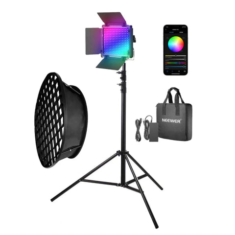 Neewer Bundle | 660 Pro Rgb Led Constant Light + Softbox + Grid + 260cm Air-cushioned Stand