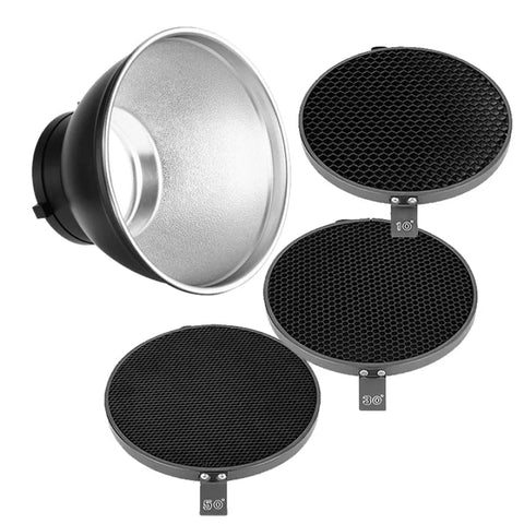 Neewer Bundle | Snoot Reflector Dish & 3 x Honeycomb Kit (bowens Mount)