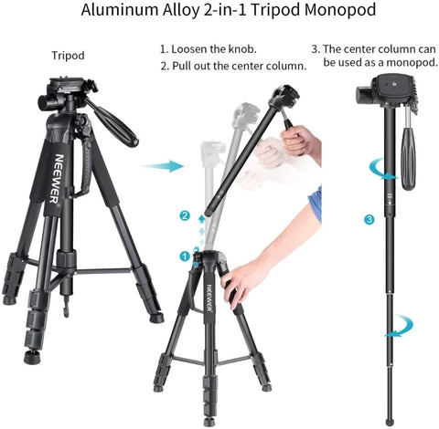 Neewer Portable Aluminum Alloy Camera 2-in-1 Tripod Monopod