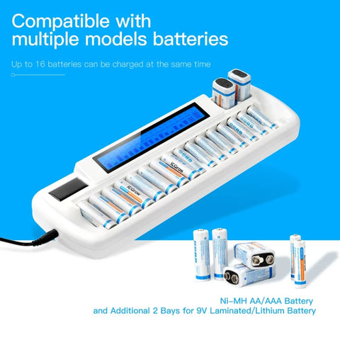 Viwipow 16-channel Aa Or Aaa Smart Charger