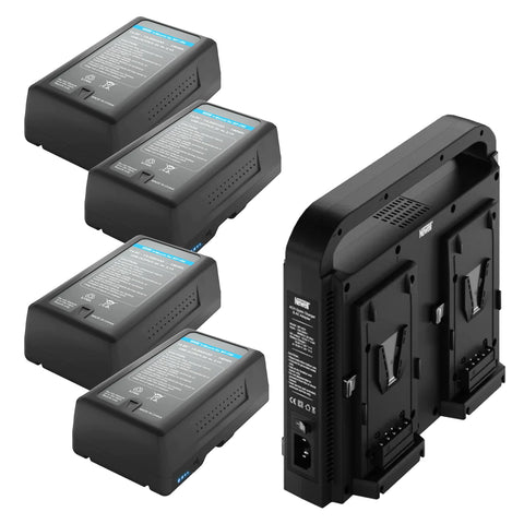 Newell Bundle | 4 x Newell 13200mAh V-Mount Vlock Battery and 1 x 4-Channel Charger