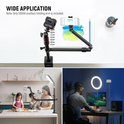Neewer DS009 Overhead Desktop Camera Mount Arm with Phone Clip