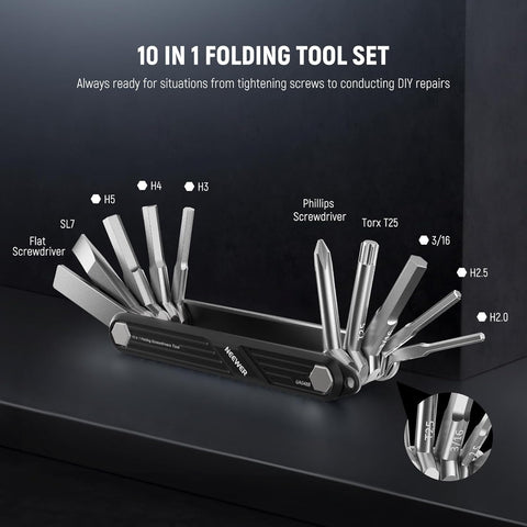 Neewer UA048B 10-in-1 Folding Screwdriver Hex Tool Set for Camera Cages
