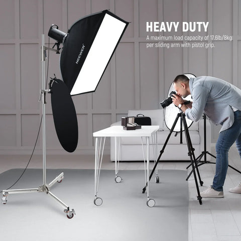 Neewer St198ss 198cm Stainless Steel Wheeled Stand with Double Pistol Grips • Camerastuff • South Africa
