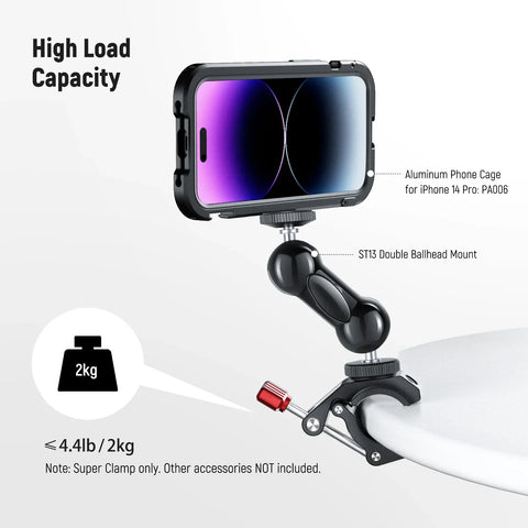 Neewer  ST81 Crab-Shaped Clamp Threaded Holes And Cold Shoe