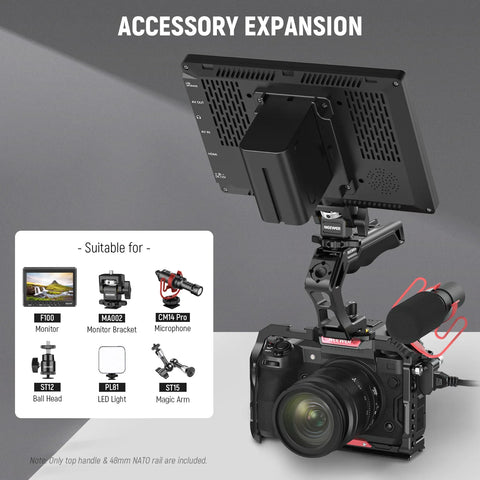 Neewer CA008 Quick Release Top Handle With Nato Rail and Clamp Grip for Camera Cages