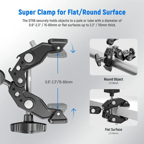 Neewer ST85 Super Clamp with 3" Dual Ballhead Magic Arm