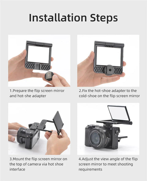 Kingma Portable VL009 Selfie or Vlogging Mirror with Cold Shoe Mount