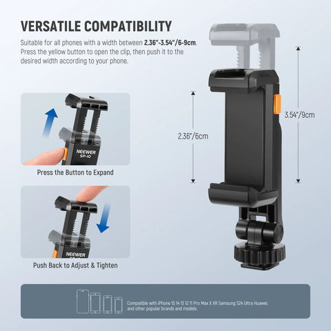 Neewer BASICS SP 10 Smartphone Tripod Mount Holder with 1/4Inch Thread & Cold Shoe