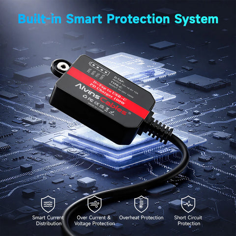 Alvins Cables D-tap to USB-C PD Bidirectional Cable (100W 24cm)