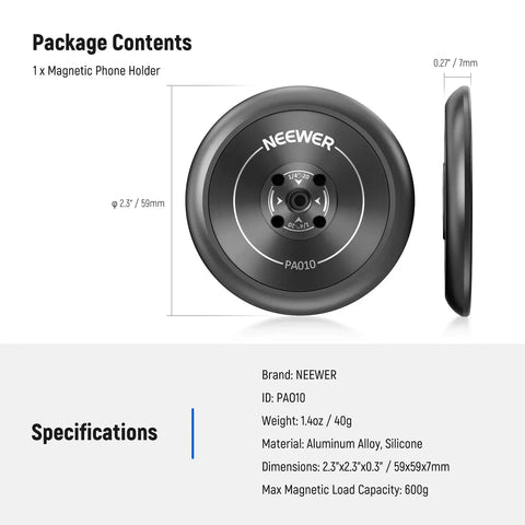 Neewer Pa010 Magnetic Phone Tripod Mount Adapter for Iphone Magsafe • Camerastuff • South Africa