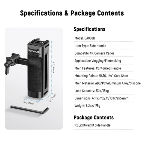 Neewer Ca068h Lightweight Nato Side Handle • Camerastuff • South Africa