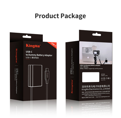 KingMa TC-LPE6 LP-E6 USB-C Replacement Dummy Battery Adapter for Canon