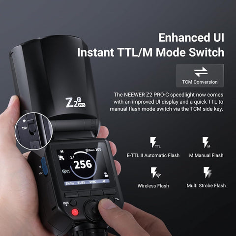 Neewer Z2PROS TTL Round Head Flash Speedlite With 3000Mah Lithium Battery