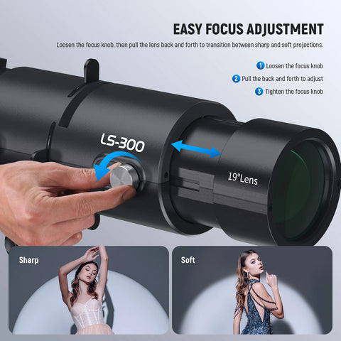 Neewer LS-300 19° Spotlight Optical Snoot Projector Head with Bowens Mount