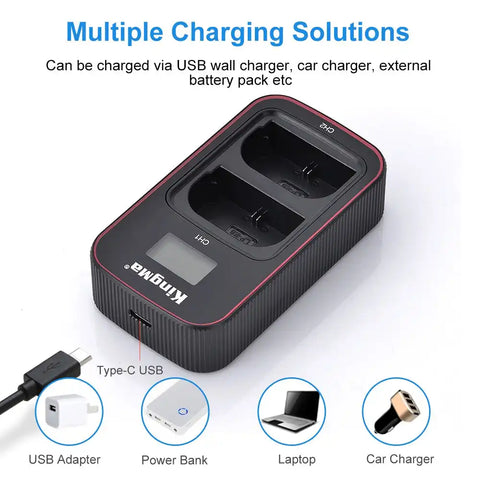 Kingma Canon LP-E6/LP-E6N/LP-E6NH LCD Dual USB Camera Battery Charger
