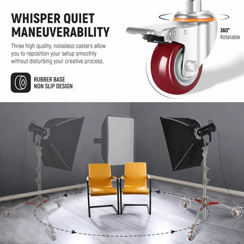 Neewer St240ss 240cm Heavy Duty Stainless Steel Light Stand with Casters • Camerastuff • South Africa