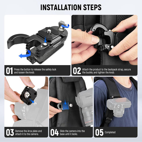 Neewer Gp67 Camera Backpack Actioncam Clip Mount with Arca Quick Release • Camerastuff • South Africa