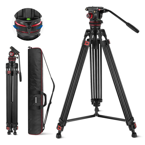 Neewer Tp75 74’’/189cm Aluminium Video Tripod with Fluid Head • Camerastuff • South Africa