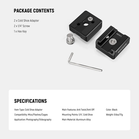 Neewer UA080 2 Pack Cold Shoe Mount Adapter Set