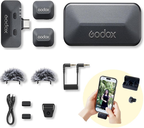 Godox Alink Kit2 Dual Wireless Lavalier Microphone System with Charging Case