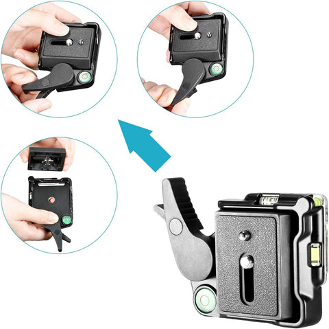 Neewer Black Aluminum Alloy Quick Release QR Plate Adapter