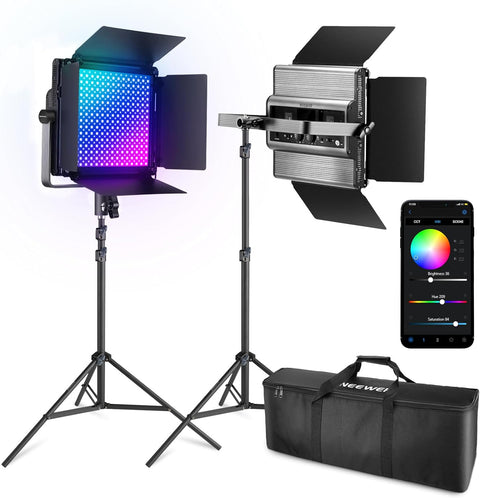 Neewer 2 × RGB1200 RGBWW LED Light 60w Kit Stand and Bag