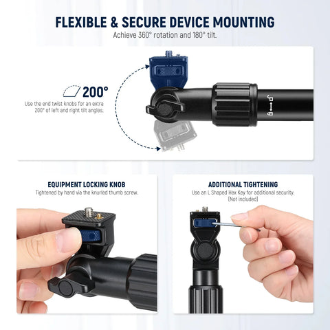 Neewer DS009 Overhead Desktop Camera Mount Arm with Phone Clip