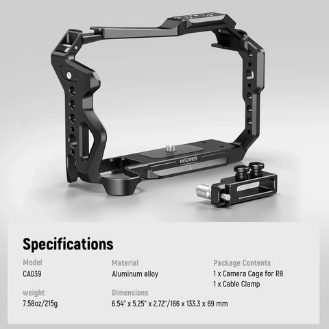 Neewer Ca039 Camera Cage with Cable Clamp for Canon R8 • Camerastuff • South Africa
