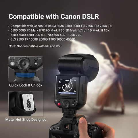 Neewer Z2PROS TTL Round Head Flash Speedlite With 3000Mah Lithium Battery