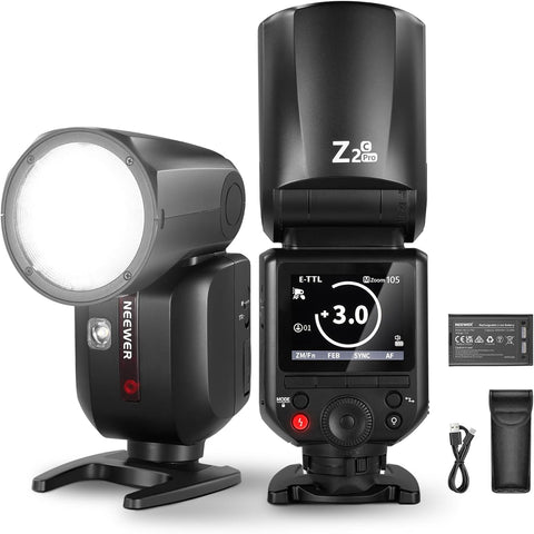 Neewer Z2PROF TTL Round Head Flash Speedlite With 3000Mah Lithium Battery