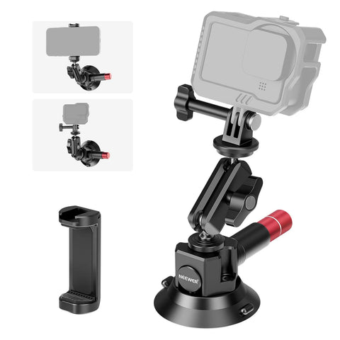 Neewer CA104 3-inch Suction Cup Mount with Dual Ball Head Magic Arm