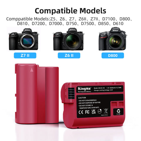 KingMa EN-EL15C Camera Battery for Nikon 2600mAh with Case