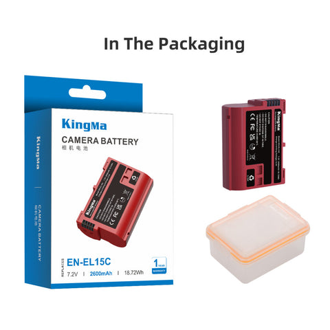 KingMa EN-EL15C Camera Battery for Nikon 2600mAh with Case