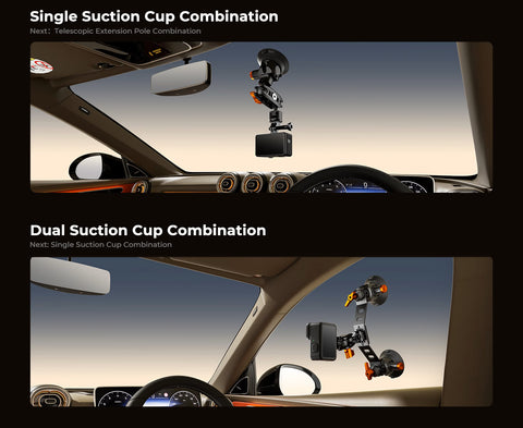 K&F KF31.197 3-Point Suction Car Mount Kit with 110cm Extension Arm