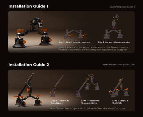 K&F KF31.197 3-Point Suction Car Mount Kit with 110cm Extension Arm