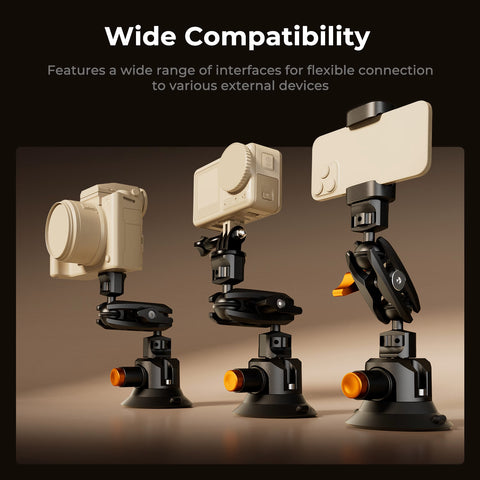 K&F KF31.197 3-Point Suction Car Mount Kit with 110cm Extension Arm