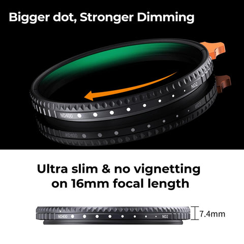 K&F Nano-X ND2-ND400 Variable ND Filter 67mm 1-9 Stops