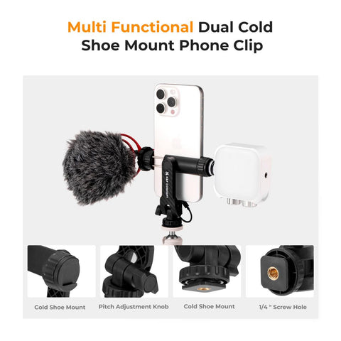 K&F Concept KF31.084 Phone Clamp with Dual Cold Shoe Mount