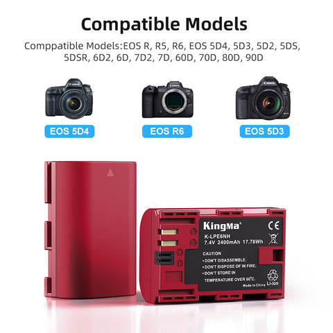 KingMa LP-E6NH Camera Battery for Canon 2400mAh