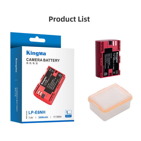 KingMa LP-E6NH Camera Battery for Canon 2400mAh