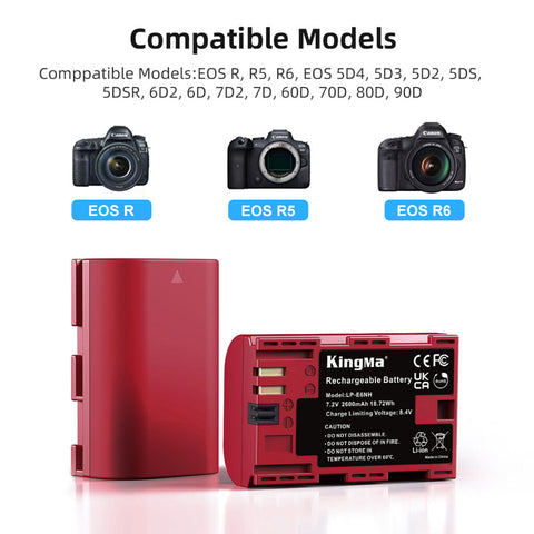 KingMa LP-E6NH Camera Battery for Canon 2600mAh with Case